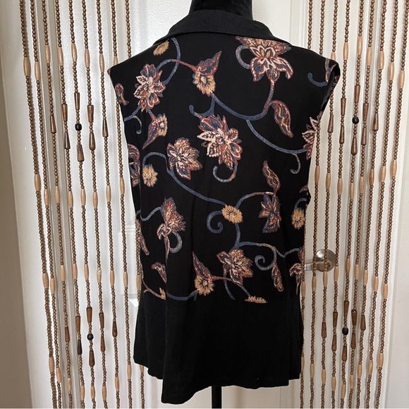 Vintage Kendall Creek Connections Black Floral Sleeveless Collared Blouse XL - Picture 8 of 10
